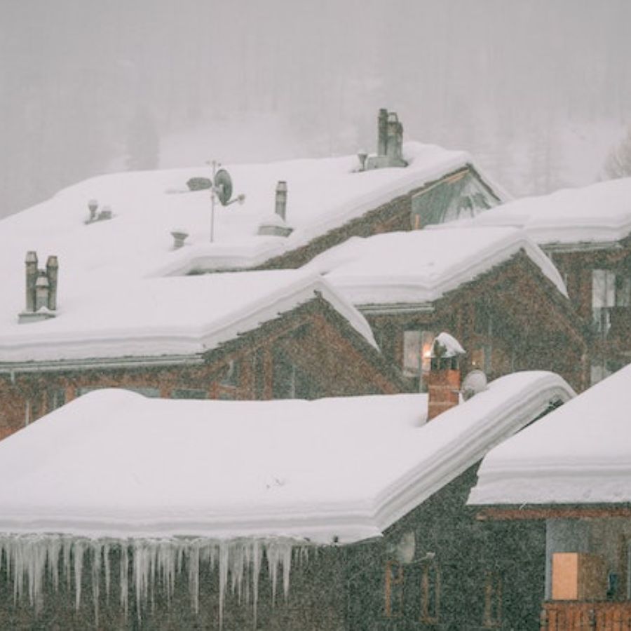 Roofs covered in snow